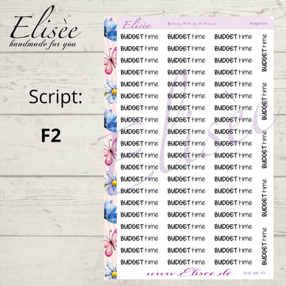 S100 Script Sticker "BUDGET time" Big Sheet | Aufkleber | Bullet Journal