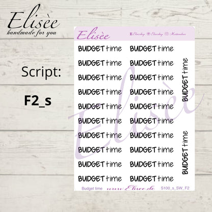 S100s  Script Sticker "BUDGET time" Small Sheet | Aufkleber | Bullet Journal