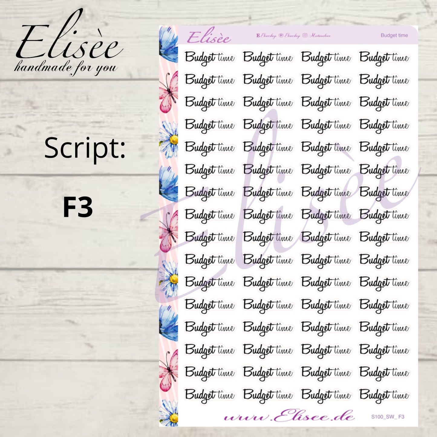 S100 Script Sticker "BUDGET time" Big Sheet | Aufkleber | Bullet Journal
