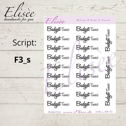 S100s  Script Sticker "BUDGET time" Small Sheet | Aufkleber | Bullet Journal