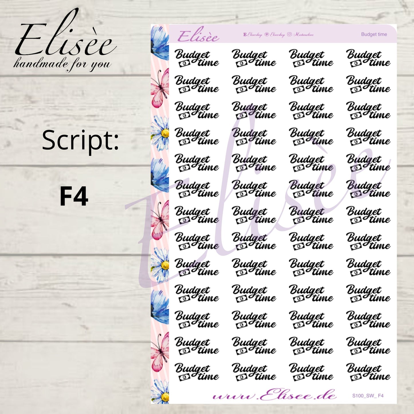 S100 Script Sticker "BUDGET time" Big Sheet | Aufkleber | Bullet Journal