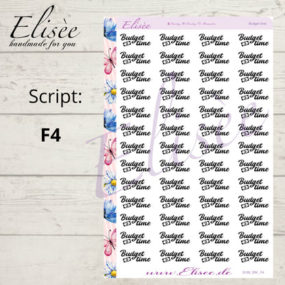 S100 Script Sticker "BUDGET time" Big Sheet | Aufkleber | Bullet Journal