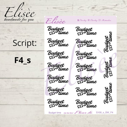 S100s  Script Sticker "BUDGET time" Small Sheet | Aufkleber | Bullet Journal