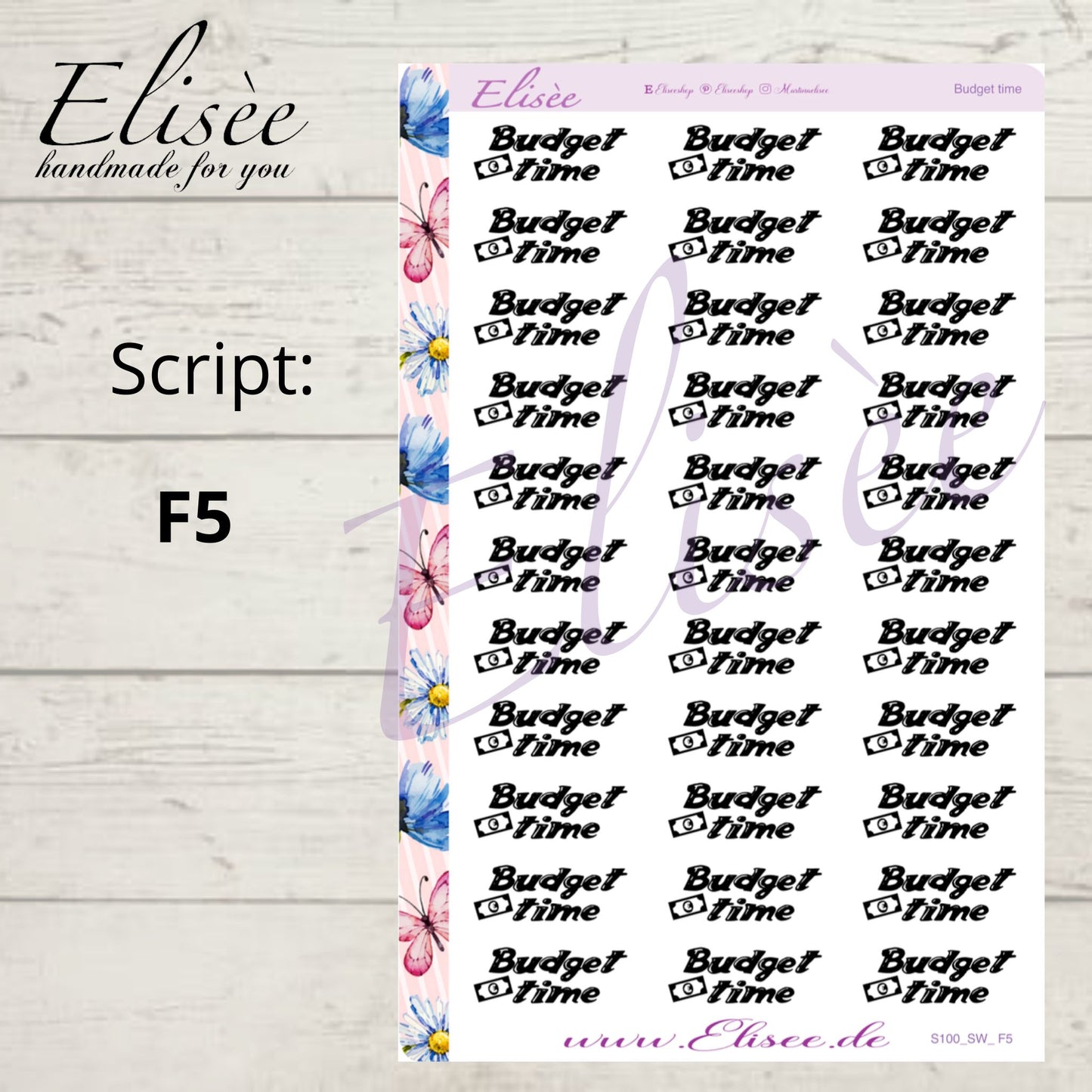 S100 Script Sticker "BUDGET time" Big Sheet | Aufkleber | Bullet Journal