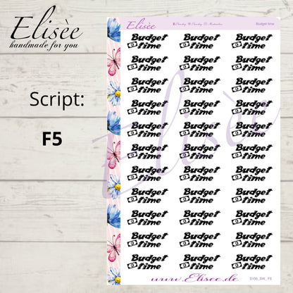 S100 Script Sticker "BUDGET time" Big Sheet | Aufkleber | Bullet Journal
