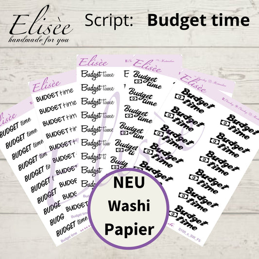 S100s  Script Sticker "BUDGET time" Small Sheet | Aufkleber | Bullet Journal