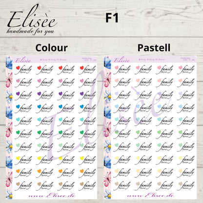 S101 Script Sticker "FAMILY TIME" Big Sheet | Aufkleber | Bullet Journal