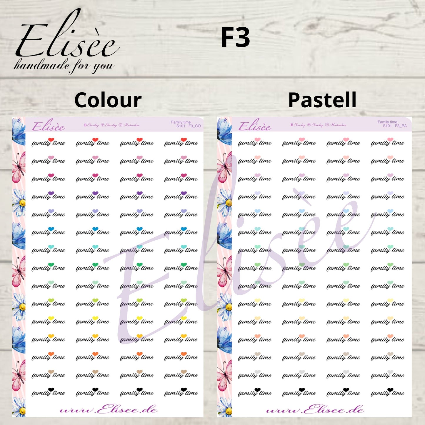 S101 Script Sticker "FAMILY TIME" Big Sheet | Aufkleber | Bullet Journal