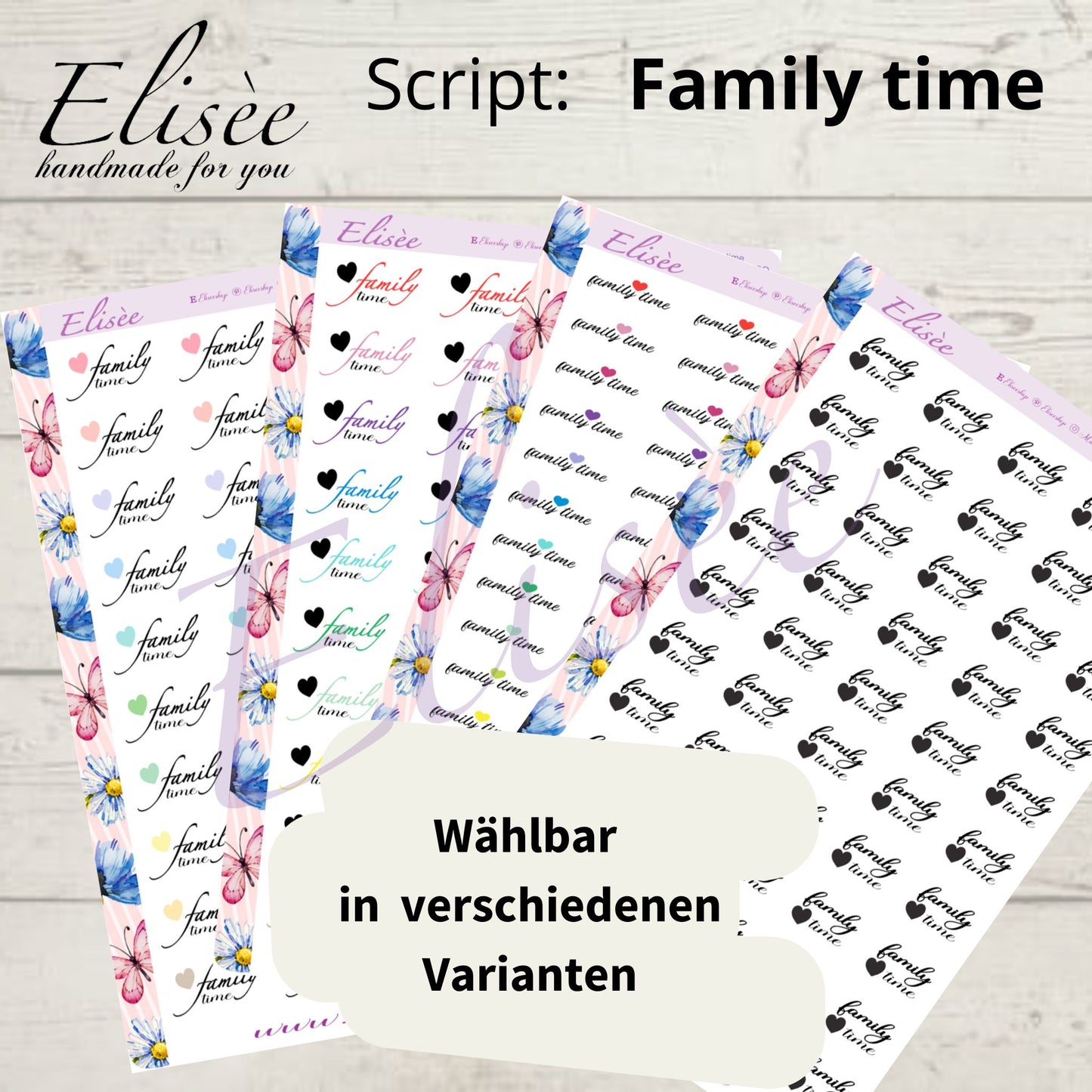 S101 Script Sticker "FAMILY TIME" Big Sheet | Aufkleber | Bullet Journal