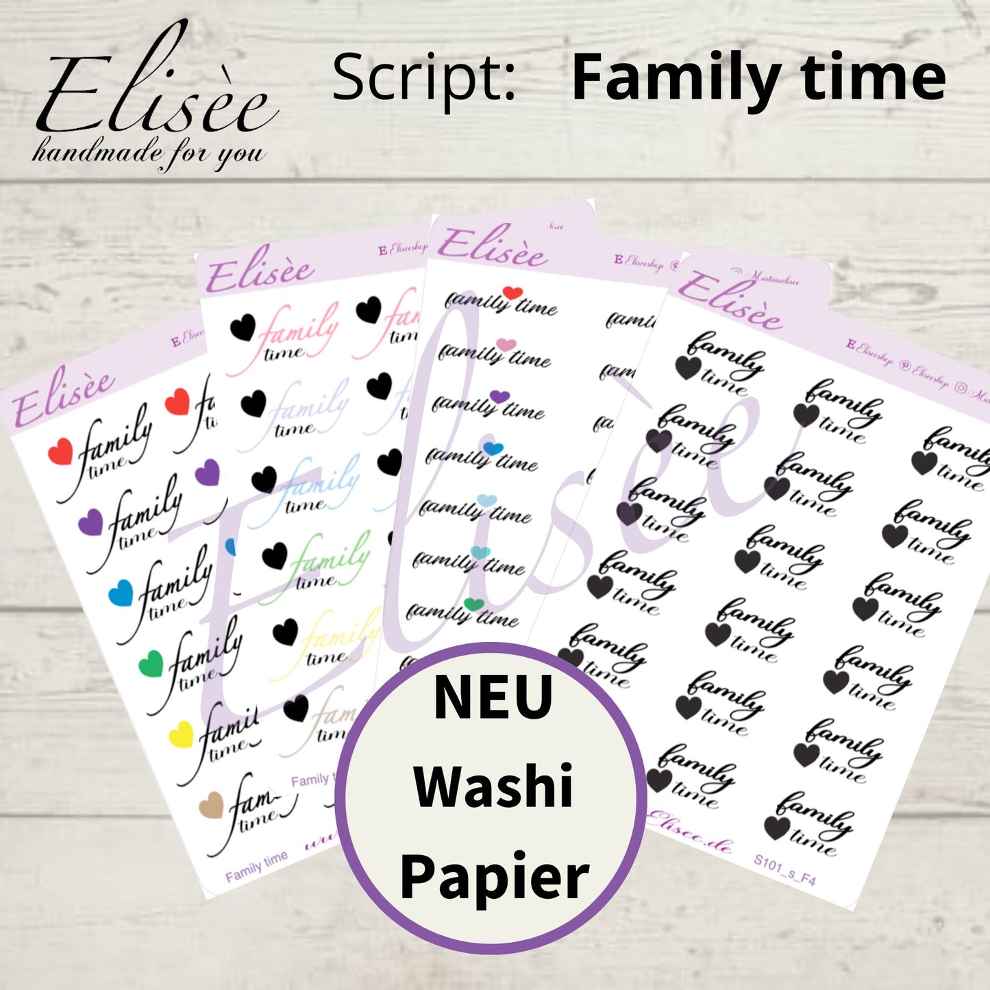 S101s  Script Sticker "FAMILY TIME" Small Sheet | Aufkleber | Bullet Journal