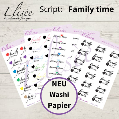 S101s  Script Sticker "FAMILY TIME" Small Sheet | Aufkleber | Bullet Journal