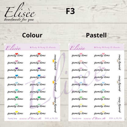 S101s  Script Sticker "FAMILY TIME" Small Sheet | Aufkleber | Bullet Journal