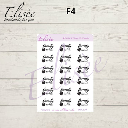 S101s  Script Sticker "FAMILY TIME" Small Sheet | Aufkleber | Bullet Journal