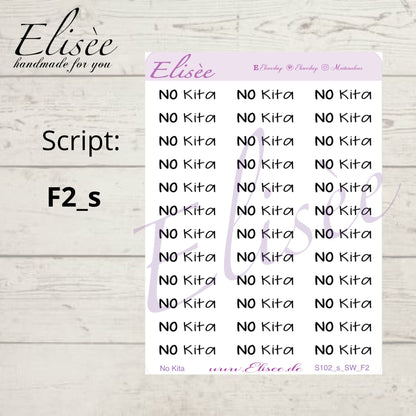S102s  Script Sticker "NO KITA" Small Sheet | Aufkleber | Bullet Journal