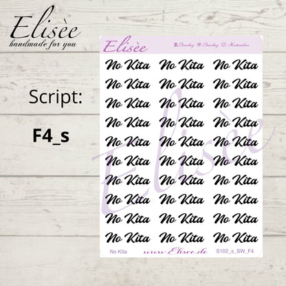 S102s  Script Sticker "NO KITA" Small Sheet | Aufkleber | Bullet Journal
