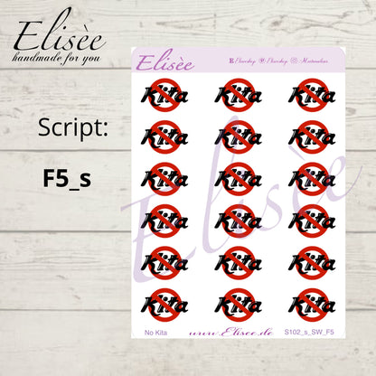 S102s  Script Sticker "NO KITA" Small Sheet | Aufkleber | Bullet Journal