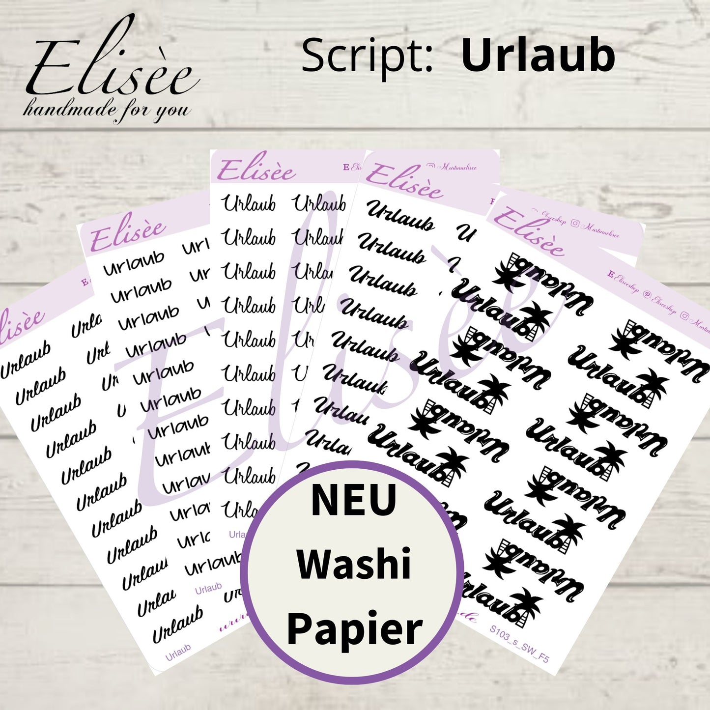 S103s  Script Sticker "URLAUB" Small Sheet | Aufkleber | Bullet Journal