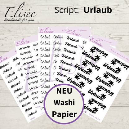 S103s  Script Sticker "URLAUB" Small Sheet | Aufkleber | Bullet Journal