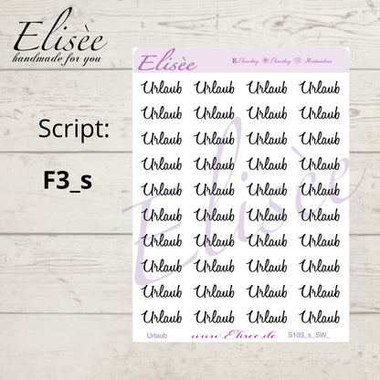 S103s  Script Sticker "URLAUB" Small Sheet | Aufkleber | Bullet Journal