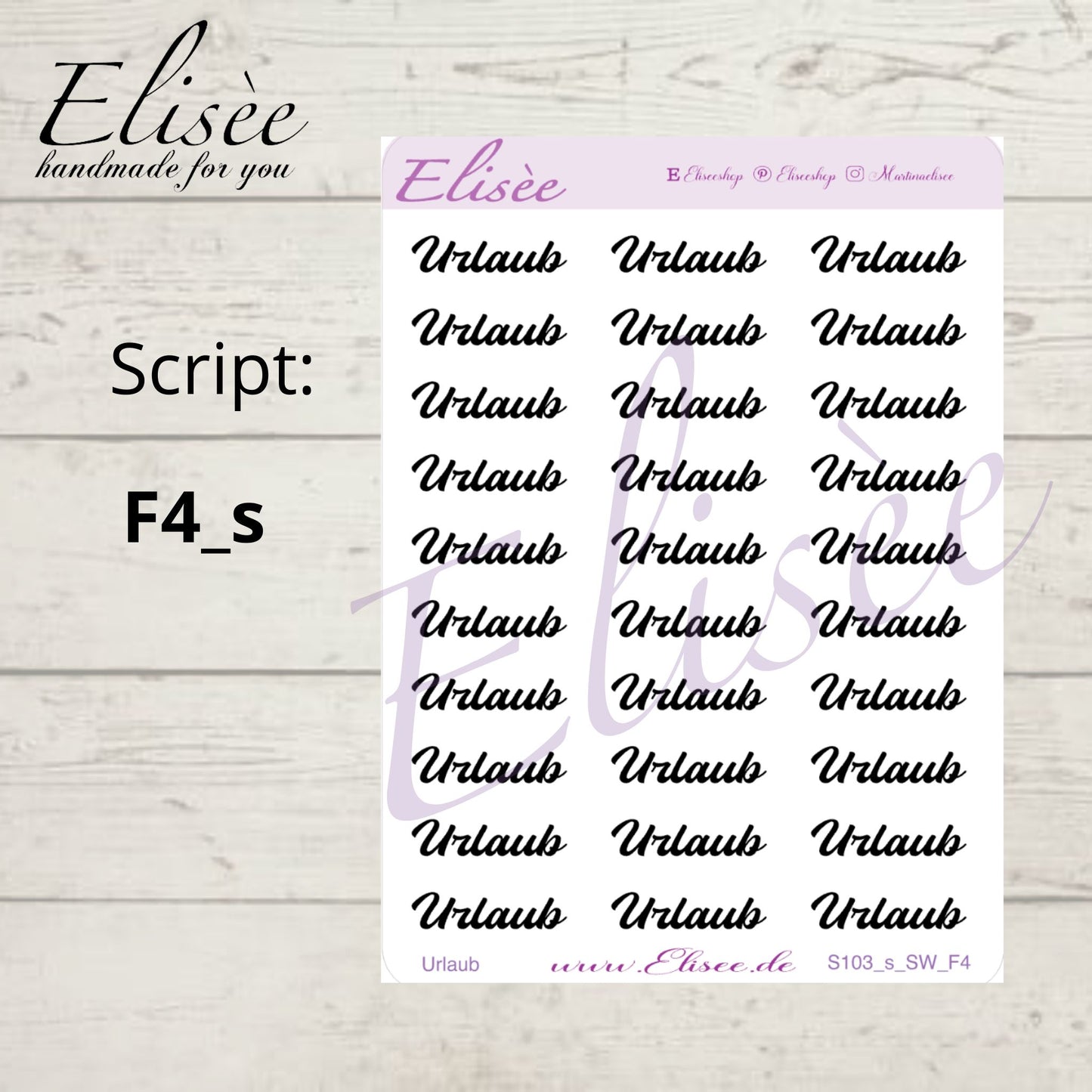 S103s  Script Sticker "URLAUB" Small Sheet | Aufkleber | Bullet Journal