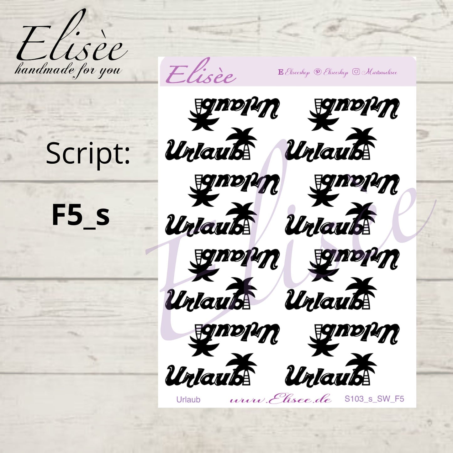 S103s  Script Sticker "URLAUB" Small Sheet | Aufkleber | Bullet Journal
