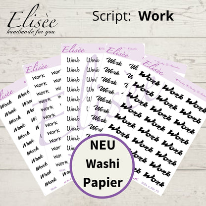 S104s  Script Sticker "WORK" Small Sheet | Aufkleber | Bullet Journal