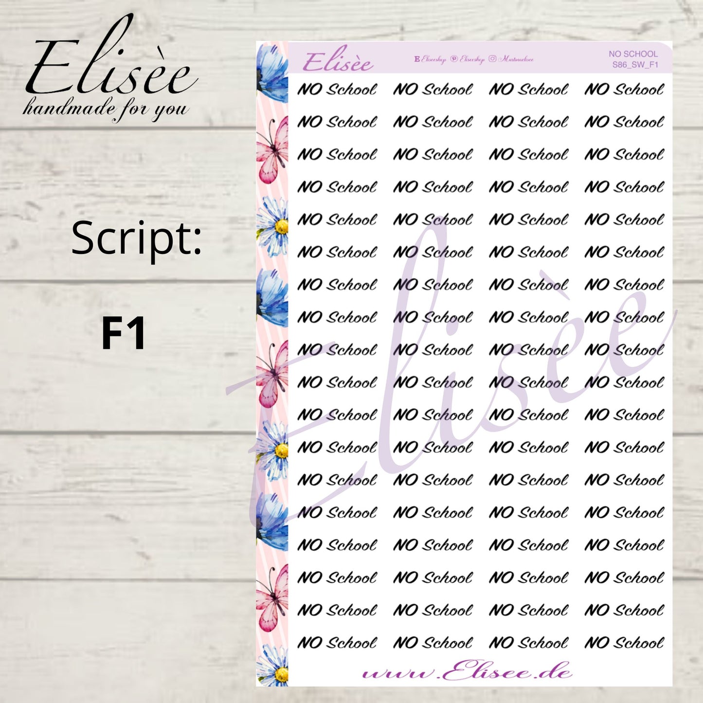 S86  Script Sticker "No School" Big Sheet | Aufkleber | Bullet Journal