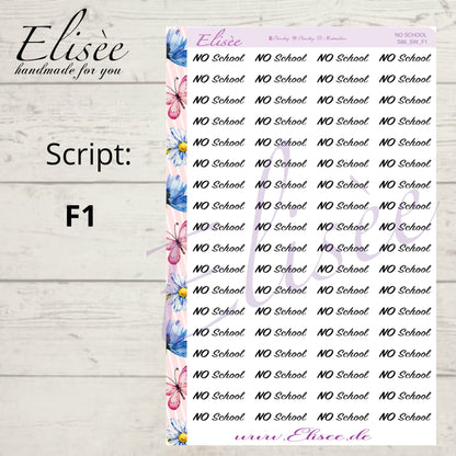 S86  Script Sticker "No School" Big Sheet | Aufkleber | Bullet Journal
