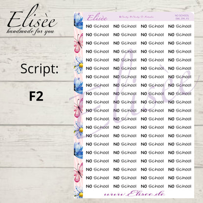S86  Script Sticker "No School" Big Sheet | Aufkleber | Bullet Journal