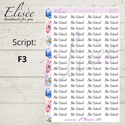 S86  Script Sticker "No School" Big Sheet | Aufkleber | Bullet Journal