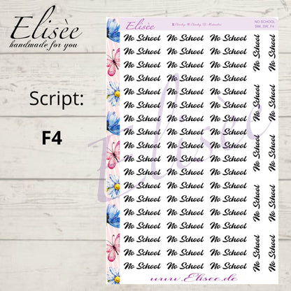 S86  Script Sticker "No School" Big Sheet | Aufkleber | Bullet Journal