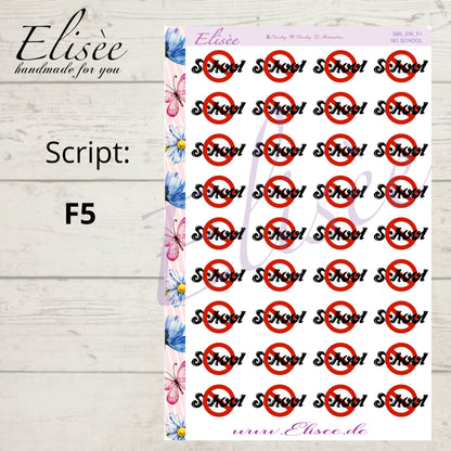 S86  Script Sticker "No School" Big Sheet | Aufkleber | Bullet Journal