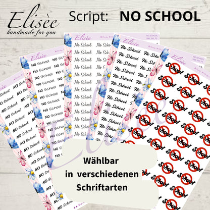 S86  Script Sticker "No School" Big Sheet | Aufkleber | Bullet Journal