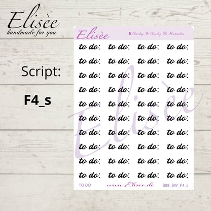 S89s  Script Sticker "TODO" Small Sheet | Aufkleber | Bullet Journal