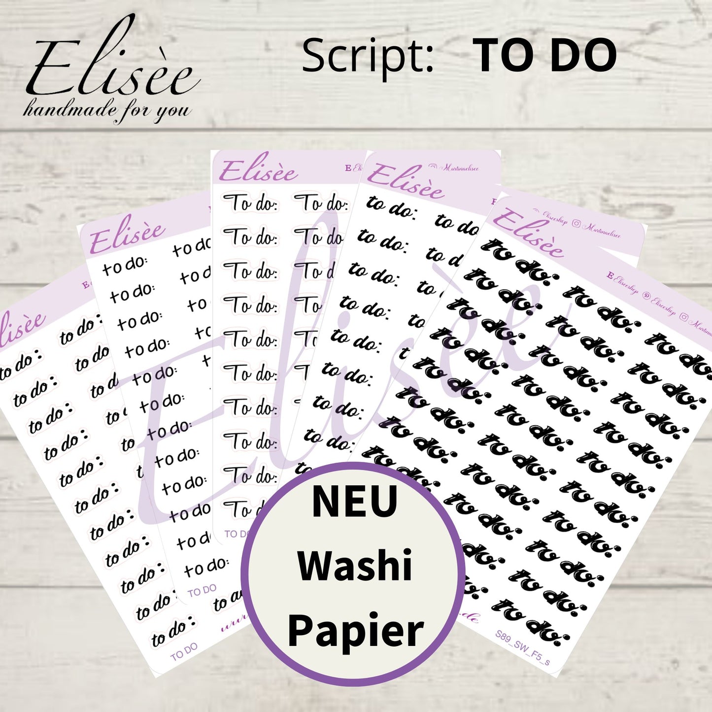 S89s  Script Sticker "TODO" Small Sheet | Aufkleber | Bullet Journal