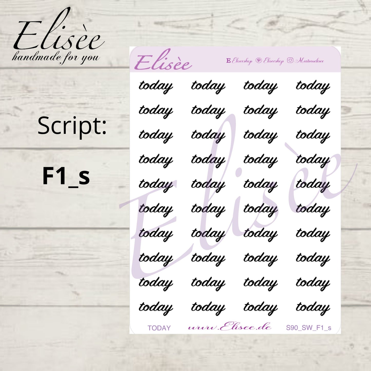 S90s  Script Sticker "TODAY" Small Sheet | Aufkleber | Bullet Journal
