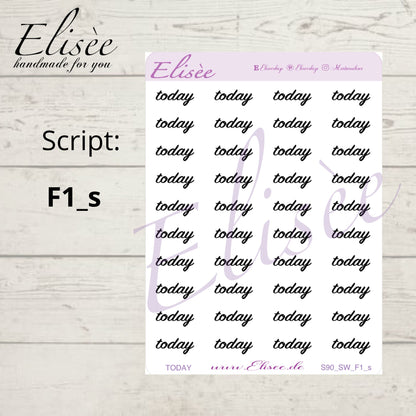 S90s  Script Sticker "TODAY" Small Sheet | Aufkleber | Bullet Journal
