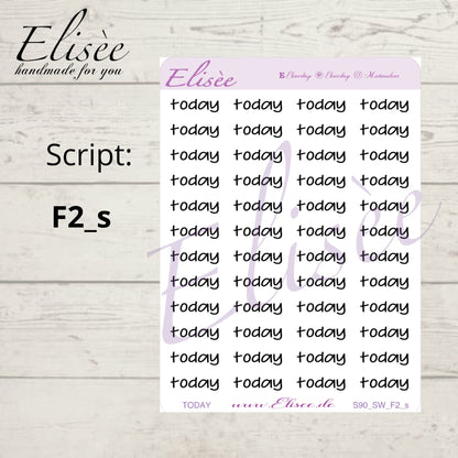 S90s  Script Sticker "TODAY" Small Sheet | Aufkleber | Bullet Journal