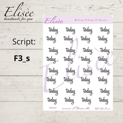 S90s  Script Sticker "TODAY" Small Sheet | Aufkleber | Bullet Journal