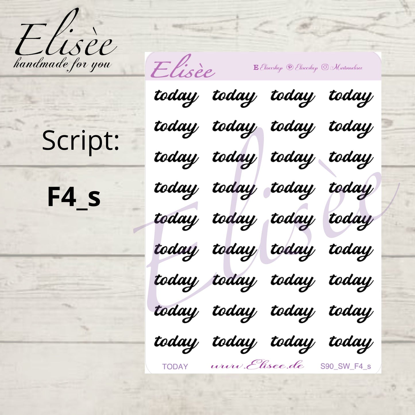 S90s  Script Sticker "TODAY" Small Sheet | Aufkleber | Bullet Journal