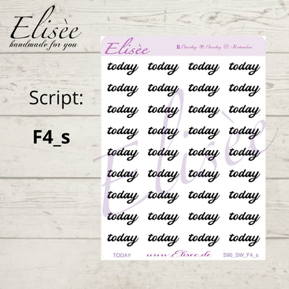 S90s  Script Sticker "TODAY" Small Sheet | Aufkleber | Bullet Journal