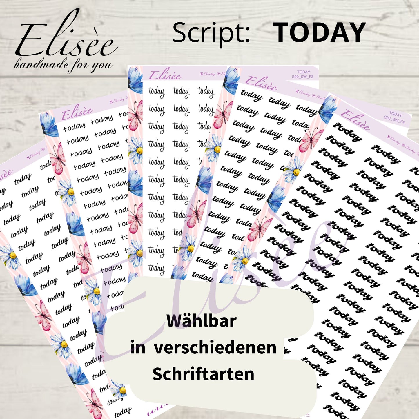 S90 Script Sticker "TODAY" Big Sheet | Aufkleber | Bullet Journal