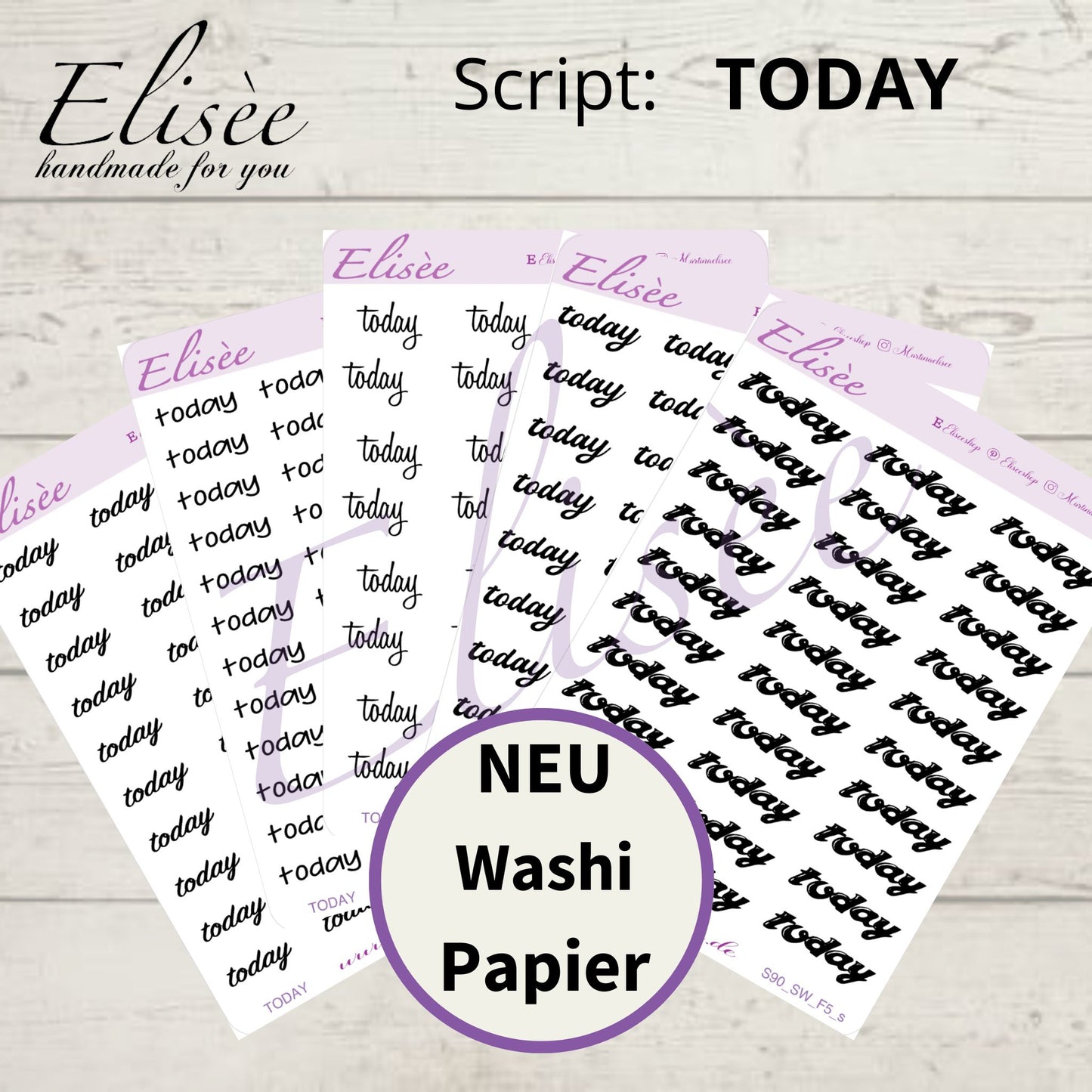 S90s  Script Sticker "TODAY" Small Sheet | Aufkleber | Bullet Journal