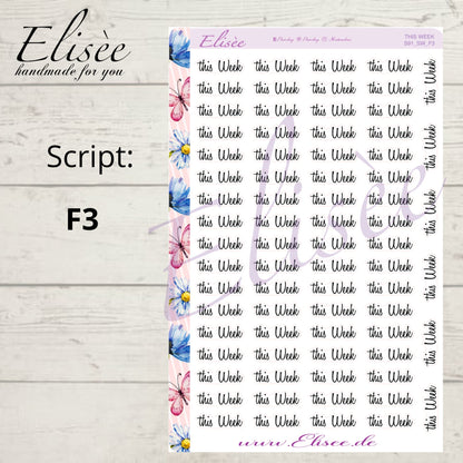 S91 Script Sticker "This Week" Big Sheet | Aufkleber | Bullet Journal