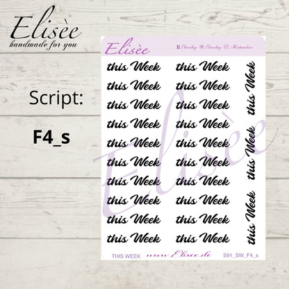 S91s  Script Sticker "This Week" Small Sheet | Aufkleber | Bullet Journal