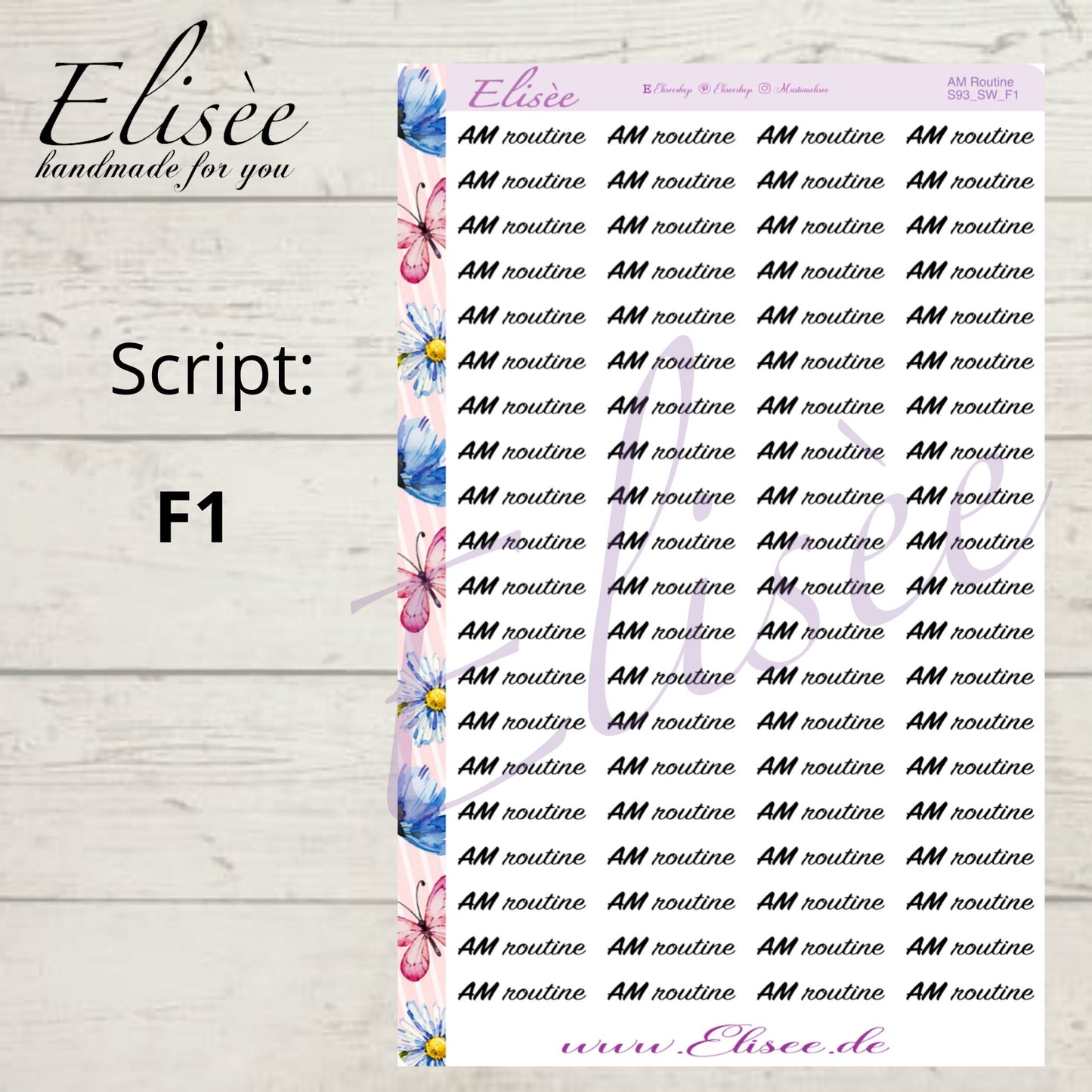 S93 Script Sticker "AM ROUTINE" Big Sheet | Aufkleber | Bullet Journal