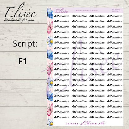 S93 Script Sticker "AM ROUTINE" Big Sheet | Aufkleber | Bullet Journal