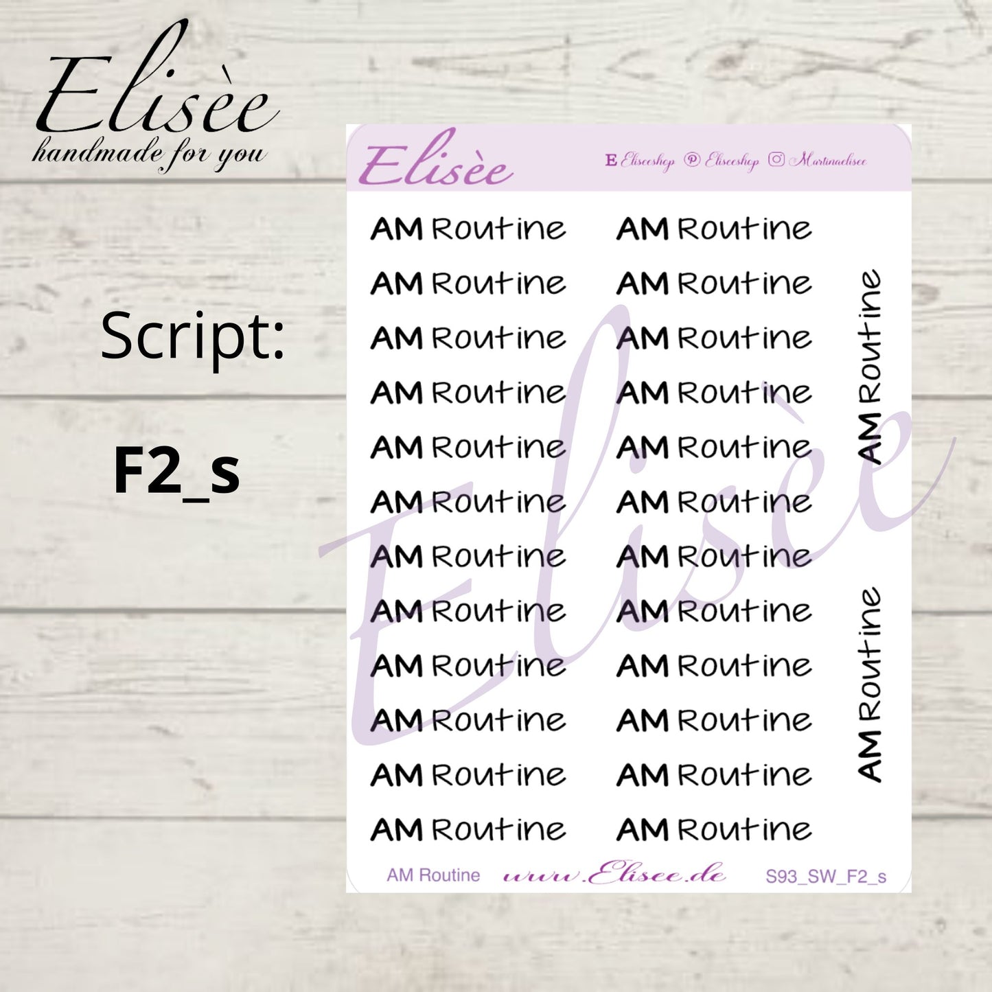S93s  Script Sticker "AM ROUTINE" Small Sheet | Aufkleber | Bullet Journal