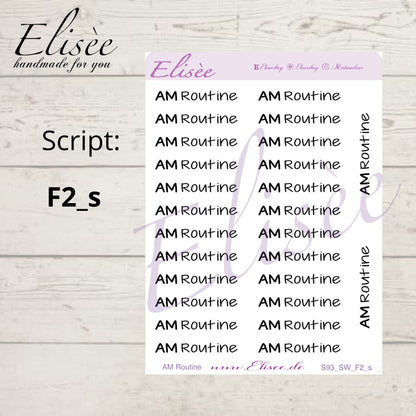 S93s  Script Sticker "AM ROUTINE" Small Sheet | Aufkleber | Bullet Journal