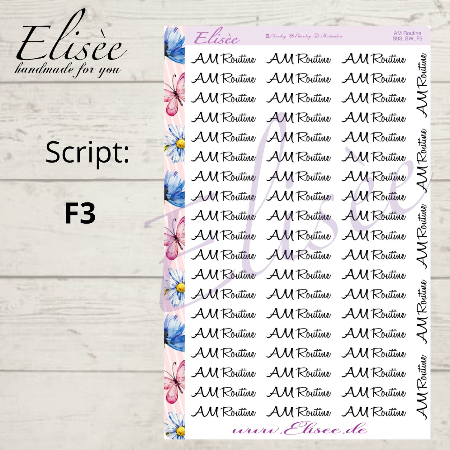 S93 Script Sticker "AM ROUTINE" Big Sheet | Aufkleber | Bullet Journal
